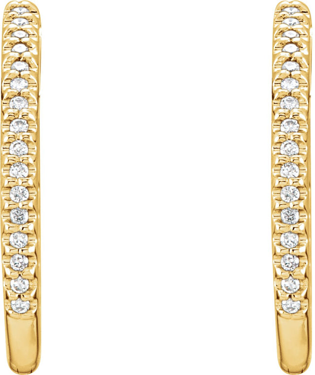 14K Gold Round Natural Diamond Inside-Outside Hinged Hoop Earrings - Yellow Gold - view 6