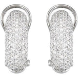 14K Gold Round Natural Diamond Pavé-Style Omega Clip Earrings - view 5