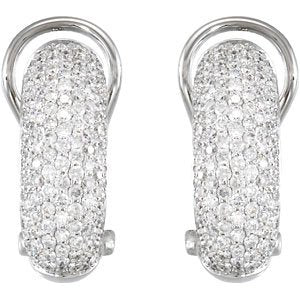 14K Gold Round Natural Diamond Pavé-Style Omega Clip Earrings - view 5