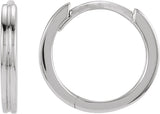 14K Gold Grooved Huggie Hoop Earrings - White Gold