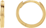 14K Gold Grooved Huggie Hoop Earrings - Yellow Gold
