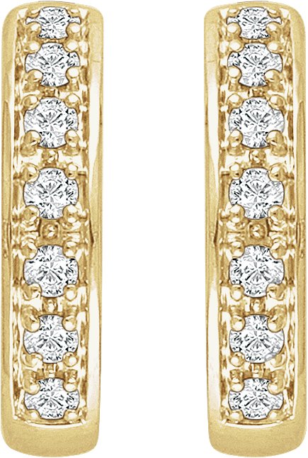 14K Gold Round Natural Diamond Accented Hoop Earrings – 1.2-1.75mm Stones - Yellow Gold - view 4