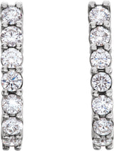 14K Gold Round Lab-Grown Diamond J-Hoop Earrings - White Gold - view 6