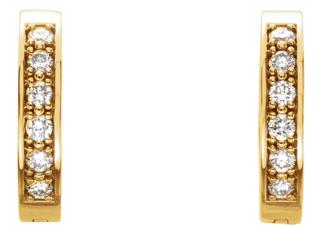 14K Gold Round Natural Diamond Inside-Outside Hoop Earrings – 1.8mm Stones - Yellow Gold - view 4