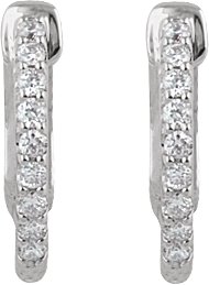 Platinum Round Natural Diamond Inside-Outside Hoop Earrings - view 6