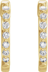 14K Gold Round Natural Diamond Accented Hoop Earrings II - Yellow Gold - view 4