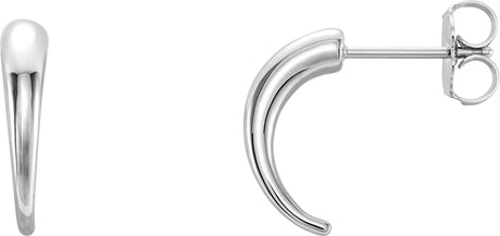 Platinum J-Hoop Earrings – 13x2.9mm