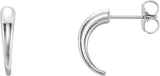 14K Gold J-Hoop Earrings – 13x2.9mm - White Gold