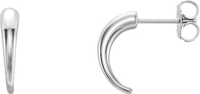 14K Gold J-Hoop Earrings – 13x2.9mm - White Gold