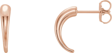 14K Gold J-Hoop Earrings – 13x2.9mm - Rose Gold