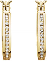 14K Gold Round Natural Diamond Inside-Outside Hoop Earrings - Yellow Gold - view 4