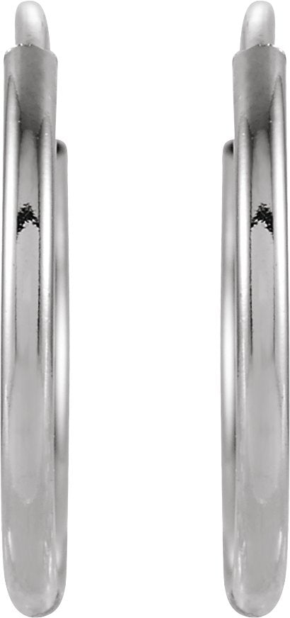 14K Gold Endless Tube Hoop Earrings - White Gold - view 2