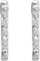 14K Gold Round Natural Diamond Accented Hoop Earrings II - White Gold - view 4