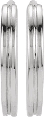 14K Gold Grooved Huggie Hoop Earrings - White Gold - view 2