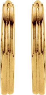 14K Gold Grooved Huggie Hoop Earrings - Yellow Gold - view 2