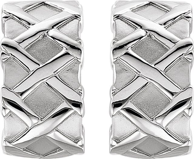 14K Gold J-Hoop Earrings - White Gold - view 2