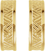 18K Gold Patterned J-Hoop Earrings - view 2