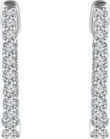 14K Gold Round Natural Diamond Inside-Outside Hoop Earrings II - White Gold - view 6