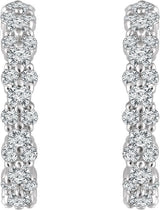 14K Gold Round Natural Diamond Accented Hoop Earrings III - White Gold - view 4