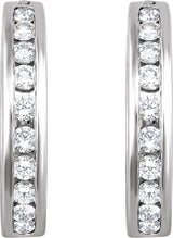 14K Gold Round Natural Diamond Channel-Set Hoop Earrings - view 4