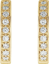 14K Gold Round Natural Diamond Inside-Outside Hinged Hoop Earrings – 1.8mm Stones - Yellow Gold - view 3
