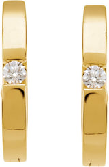 14K Gold Round Natural Diamond Hoop Earrings – 2.1mm Stones - Yellow Gold - view 4
