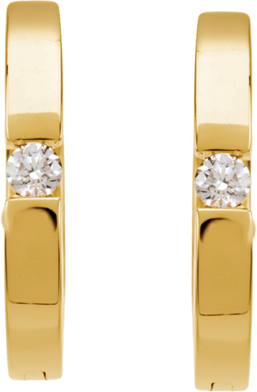 14K Gold Round Natural Diamond Hoop Earrings – 2.1mm Stones - Yellow Gold - view 4