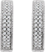 14K Gold Round Natural Diamond Hoop Earrings - view 4