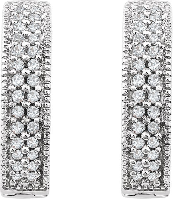 14K Gold Round Natural Diamond Hoop Earrings - view 4