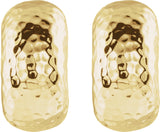 14K Gold Hammered J-Hoop Earrings - view 2