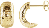 14K Gold Hammered J-Hoop Earrings