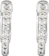 14K Gold Round Natural Diamond Inside-Outside Hoop Earrings – 1.3-2.6mm Stones - White Gold - view 6
