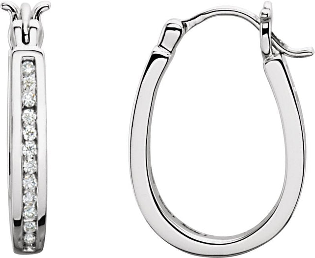 14K Gold Round Natural Diamond Inside-Outside Hoop Earrings - Rose Gold - view 6