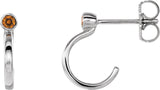 14K Gold Round Natural Citrine Bezel-Set Hoop Earrings - White Gold - view 5