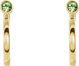 14K Gold Round Natural Peridot Bezel-Set Hoop Earrings - Yellow Gold - view 6
