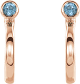 14K Gold Round Natural Blue Zircon Bezel-Set Hoop Earrings - Rose Gold - view 8