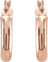 14K Gold Tube Hoop Earrings II - Rose Gold - view 6