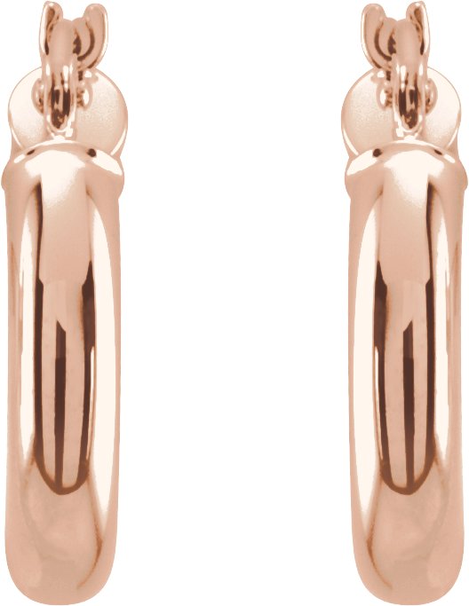 14K Gold Tube Hoop Earrings II - Rose Gold - view 6