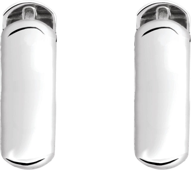 14K Gold Hinged Hoop Earrings V - White Gold - view 2