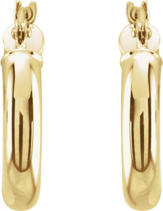14K Gold Tube Hoop Earrings II - Yellow Gold - view 4