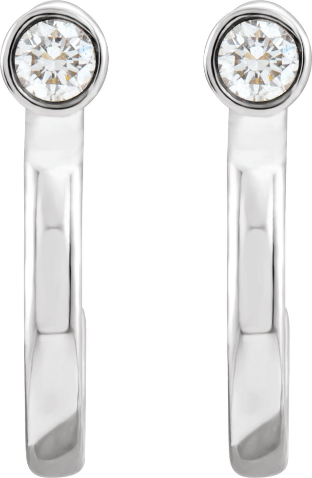 Platinum Round Natural Diamond Bezel-Set Hoop Earrings – 2-3mm Stones - view 6