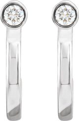 14K Gold Round Natural Diamond Bezel-Set Hoop Earrings – 2-3mm Stones - White Gold - view 4