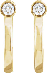 14K Gold Round Natural Diamond Bezel-Set Hoop Earrings – 2-3mm Stones - Yellow Gold - view 6