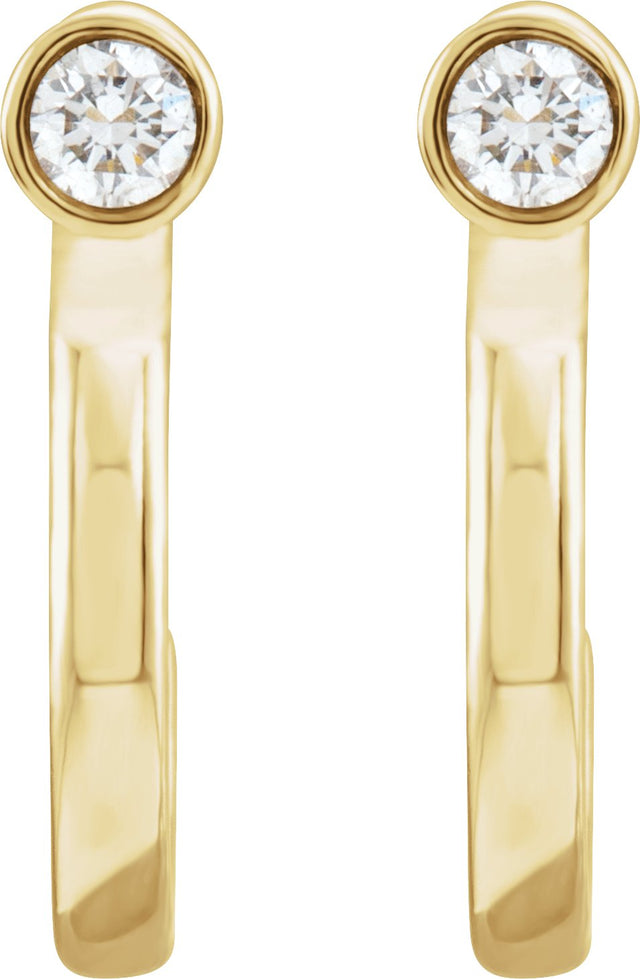 14K Gold Round Natural Diamond Bezel-Set Hoop Earrings – 2-3mm Stones - Yellow Gold - view 6