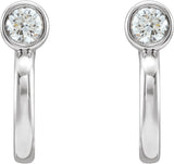 14K Gold Round Natural Diamond Bezel-Set Hoop Earrings – 2-3mm Stones - White Gold - view 6