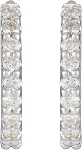 Platinum Round Natural Diamond Accented Huggie Earrings – 1.3mm Stones - view 8