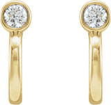 14K Gold Round Natural Diamond Bezel-Set Hoop Earrings – 2-3mm Stones - Yellow Gold - view 6