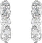 14K Gold Round Natural Diamond Accented Hoop Earrings – 2-3mm Stones - White Gold - view 6