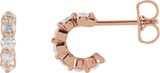 14K Gold Round Natural Diamond Accented Hoop Earrings – 2-3mm Stones - Rose Gold - view 5