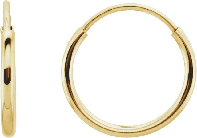 14K Gold Endless Tube Hoop Earrings - Yellow Gold - view 2